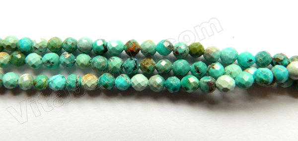Natural Blue Green Chinese Turquoise A  -  Small Faceted Round 15"