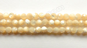 Natural Brown Mother of Pearl AA  -   Small Faceted Round  15.5"