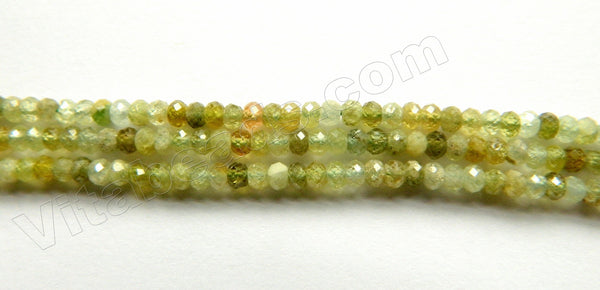 Green Garnet Natural AAA  -  Small Faceted Rondell  15.5"