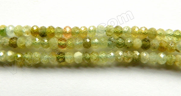 Green Garnet Natural AAA  -  Small Faceted Rondell  15.5"