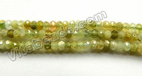 Green Garnet Natural AAA  -  Small Faceted Rondell  15.5"