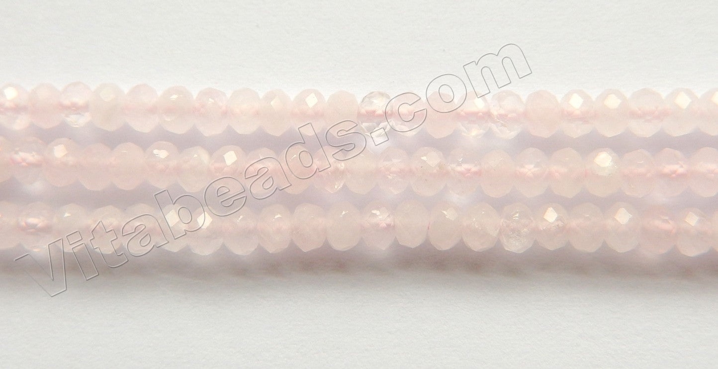 Rose Quartz Natural A  -  Small Faceted Rondell  15.5"