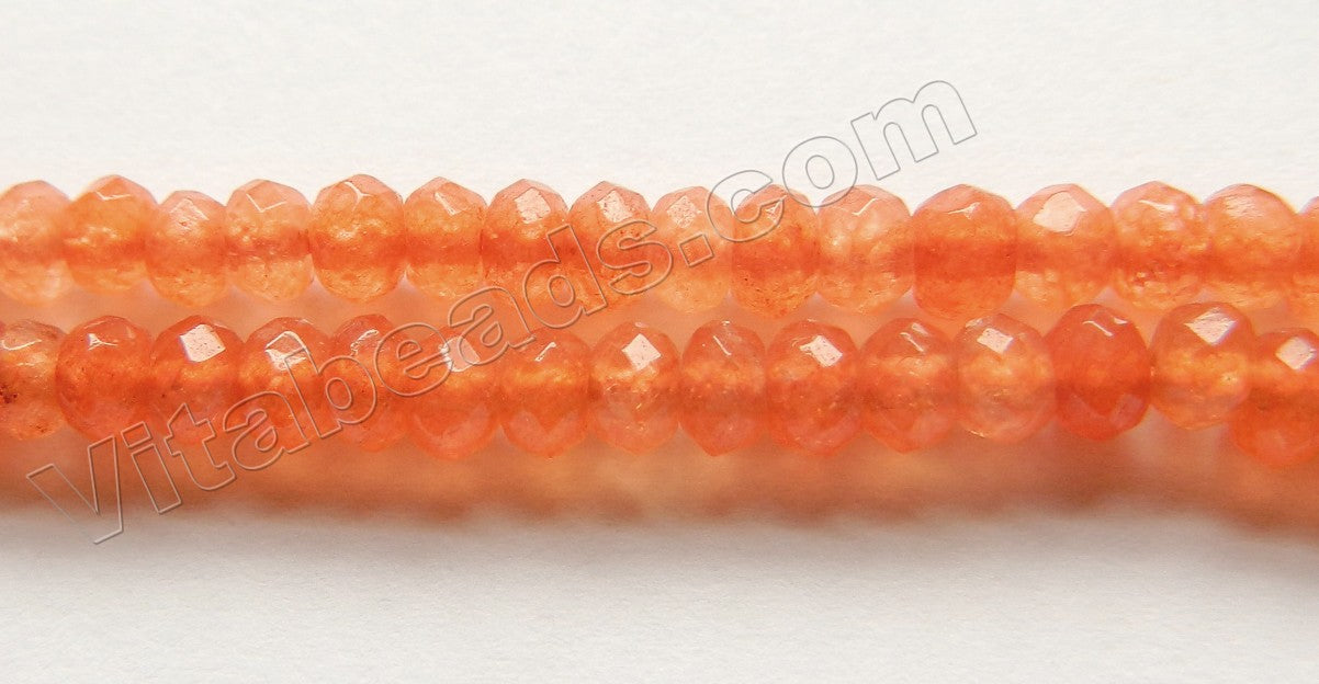 Light Tangerine Jade  -  Small Faceted Rondel  15"