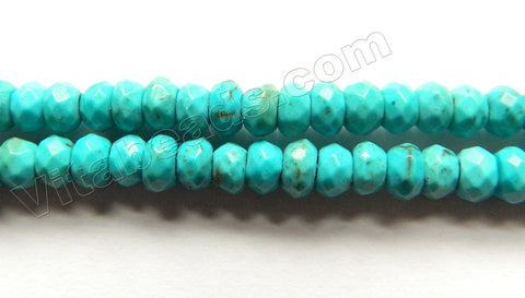 Blue Chinese Turquoise Natural AA  -  Small Faceted Rondel  15"