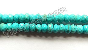 Blue Chinese Turquoise Natural AA  -  Small Faceted Rondel  15"