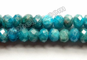 Deep Blue Apatite Natural AAA  -  Faceted Rondel  15"