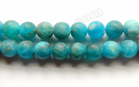 Matte Blue Apatite Natural A  -  Smooth Round  15"