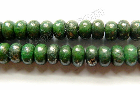 Green Pyrite A  -  Smooth Rondels  16"