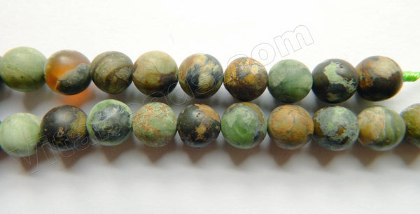 Frosted Green Opal  -  Smooth Round Beads 15"