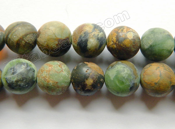 Frosted Green Opal  -  Smooth Round Beads 15"