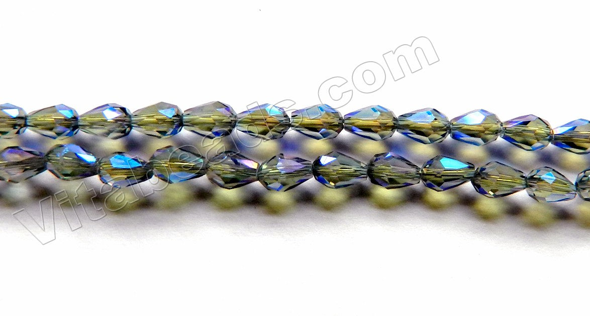  Plated Dark Purple Blue Green Mystic Crystal  -  Small Faceted Drops 18"