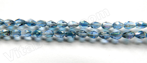  Mystic Blue Peacock Crystal  -  Small Faceted Drops 18"