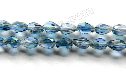  Mystic Blue Peacock Crystal  -  Small Faceted Drops 18"