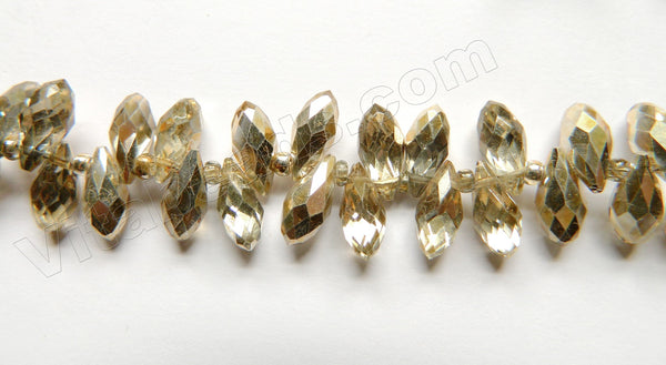 Half Plated Gold Crystal  -  Faceted Long Teardrops  8"