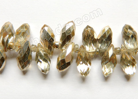 Half Plated Gold Crystal  -  Faceted Long Teardrops  8"