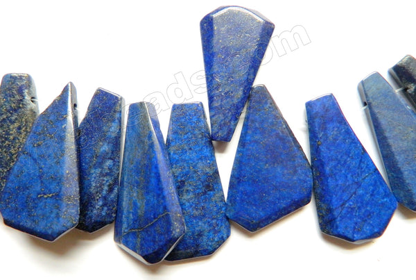 Lapis Lazuli A  -  Irregular Top Side Drilled Faceted Long Drops 6"