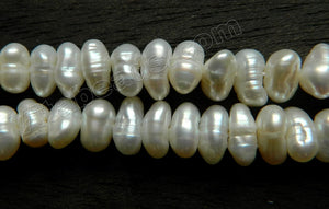 Natural Fresh Water Pearl  -  White  -  Center Drilled Free Form Potato 15"