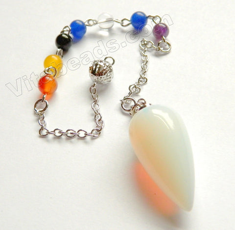 7 Gemstone Chakra Chain with Pendant Bracelet, Anklet - Synthetic White Opal