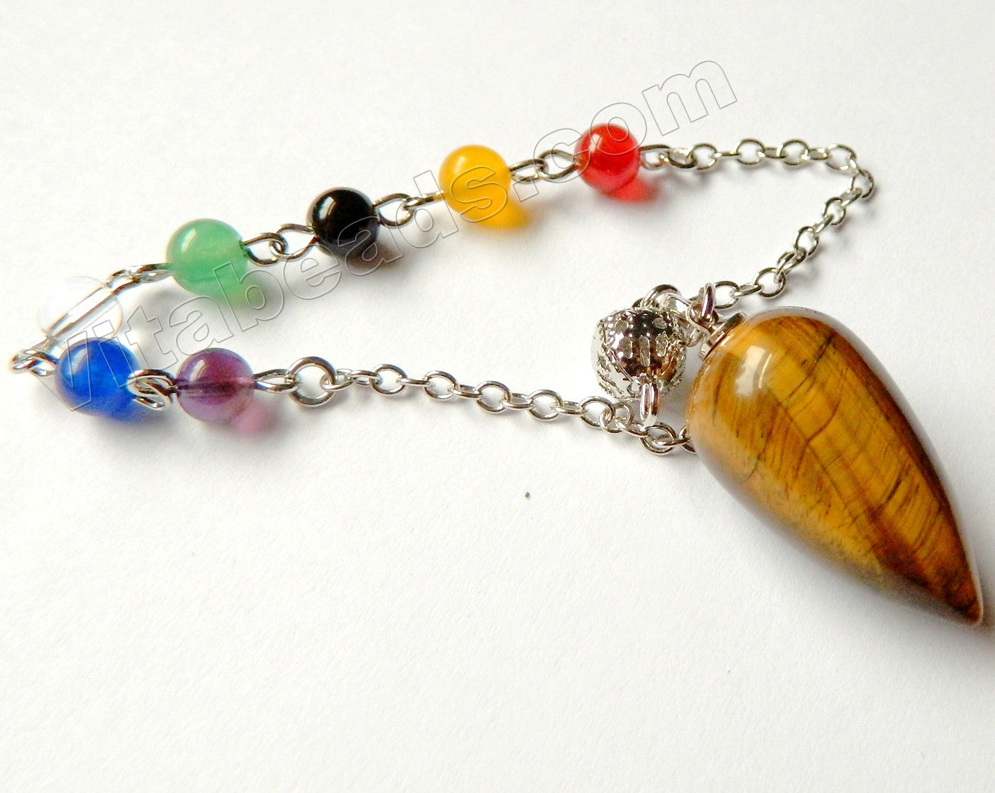 7 Gemstone Chakra Chain w/ Pendant Bracelet, Anklet - Tiger Eye