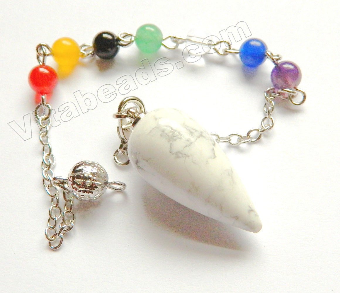 7 Gemstone Chakra Chain w/ Pendant Bracelet, Anklet - Howlite White