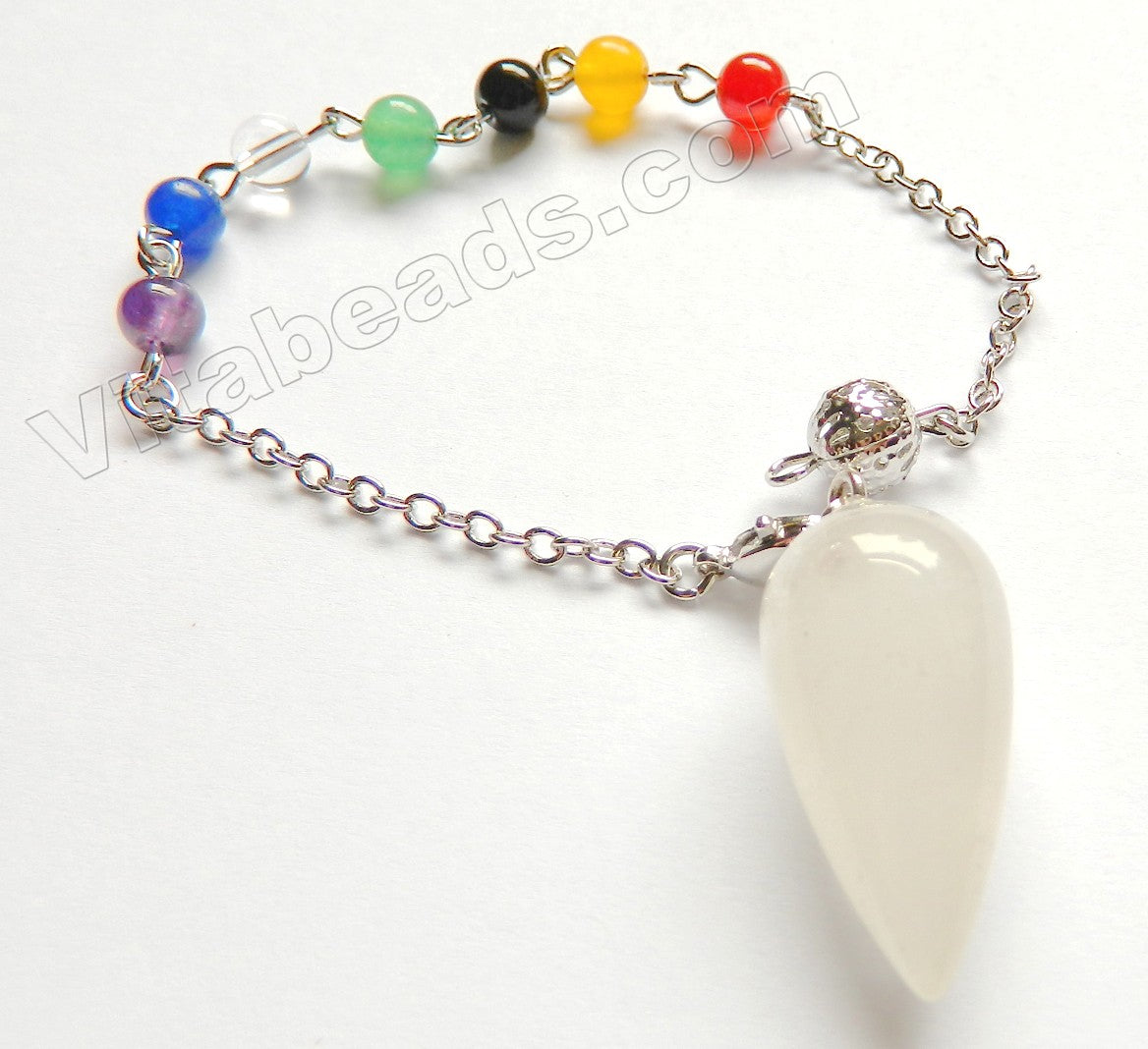 7 Gemstone Chakra Chain w/ Pendant Bracelet, Anklet - Rock Crystal