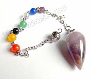 7 Gemstone Chakra Chain w/ Pendant Bracelet, Anklet - Amethyst