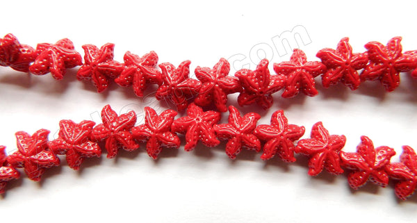 Resin SpongeCoral Red  -  Carved Starfish Strand  16"