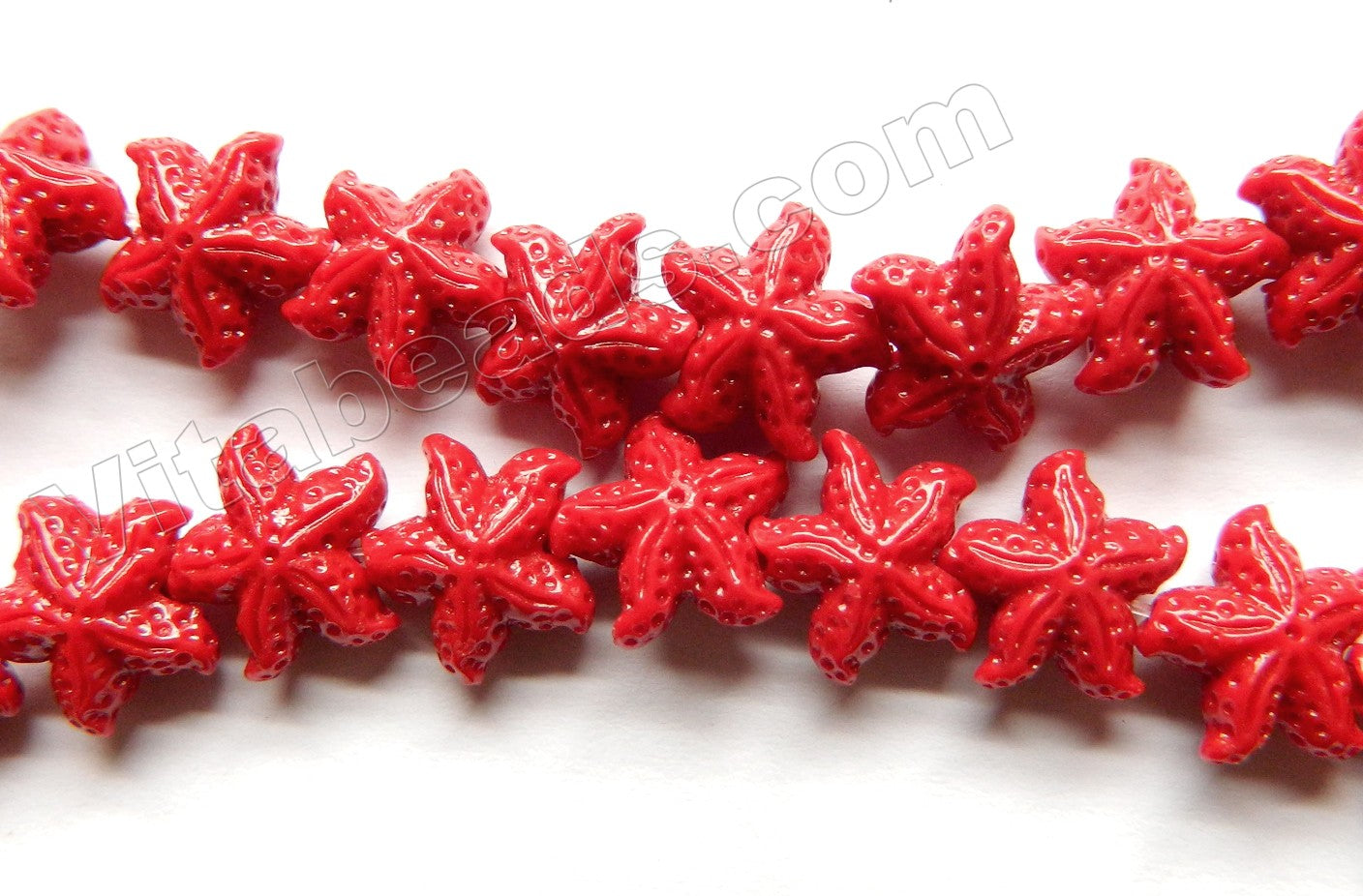 Resin SpongeCoral Red  -  Carved Starfish Strand  16"