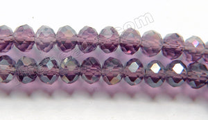 Plated Amethyst Crystal Quartz  -  Faceted Rondel   16"