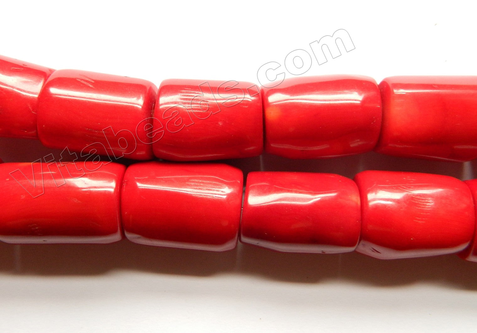 Red Bamboo Coral AA  -  Free Form Tube Nuggets  15"