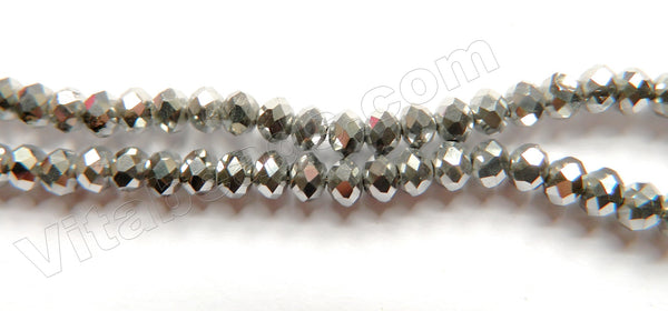 Silver Metallic Crystal  -  Faceted Rondel