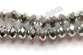 Silver Metallic Crystal  -  Faceted Rondel