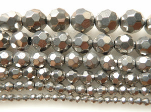 Silver Metallic Crystal  -  Faceted Round  14"
