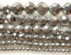 Silver Metallic Crystal  -  Faceted Round  14"