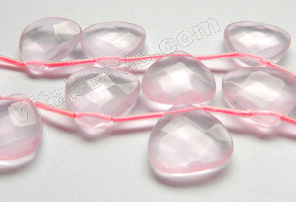 Frosted Pink Quartz  -  20mm Faceted Flat Briolette