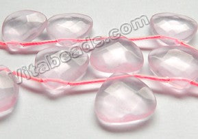 Frosted Pink Quartz  -  20mm Faceted Flat Briolette