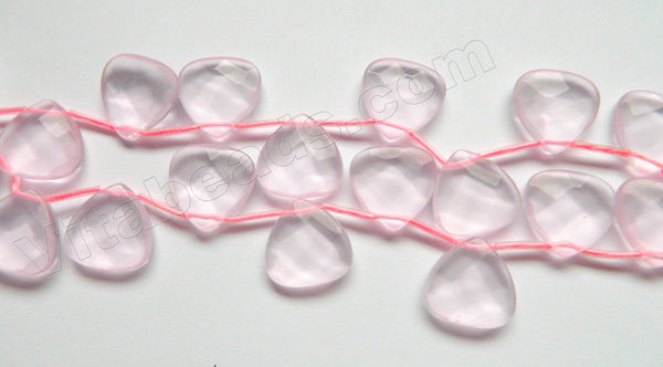 Frosted Pink Quartz  -  20mm Faceted Flat Briolette