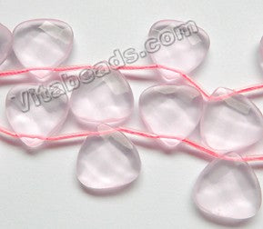 Frosted Pink Quartz  -  20mm Faceted Flat Briolette