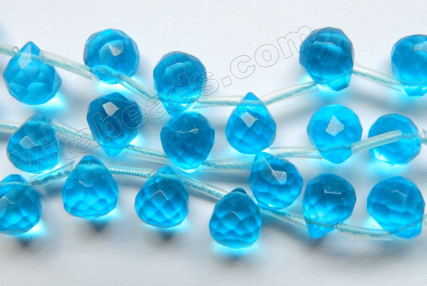 Ocean Blue Crystal Quartz - Faceted Teardrops 16"