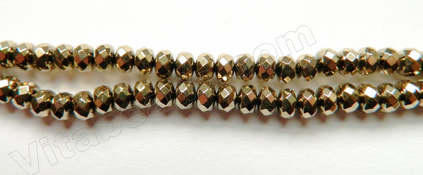 Pyrite Plated Hematite  -  Faceted Rondel 15"