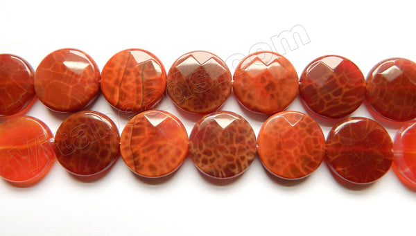 Fire Agate Red  -  Faceted Coins  16"
