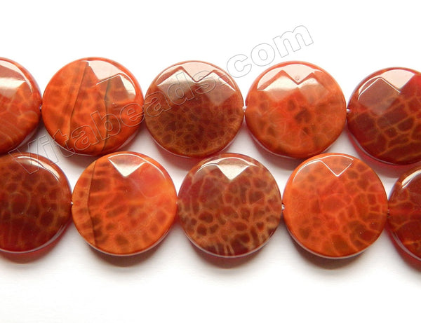 Fire Agate Red  -  Faceted Coins  16"