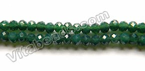 Deep Moss Green Quartz  -  Small Faceted Rondel  16"