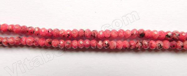 Red Kiwi Stone  -  Small Faceted Rondels Beads  14.5"