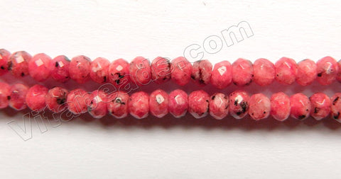 Red Kiwi Stone  -  Small Faceted Rondels Beads  14.5"