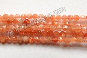 Orange Sunstone Natural A  -  Small Faceted Round  16"
