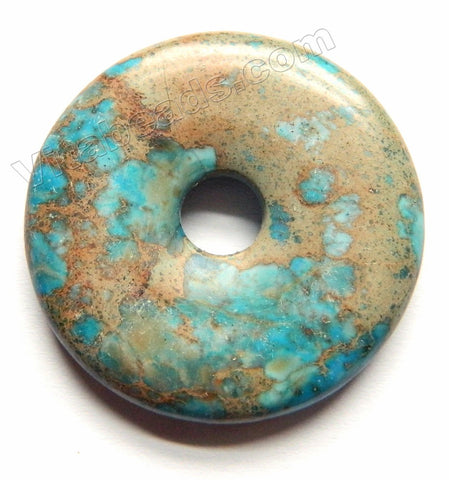 Smooth Pendant - Donut Light Blue Brown Impression Jasper