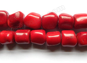 Dark Red Bamboo Co-ral  -  Medium Round Tube Nuggets   16"