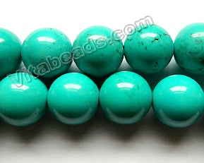 Dark Blue Green Chinese Turquoise A (Natural)  -  Big Smooth Round  16"