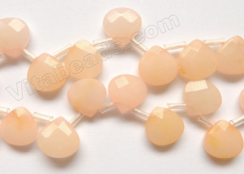 Light Peach Jade  -  Faceted Flat Briolette 16"